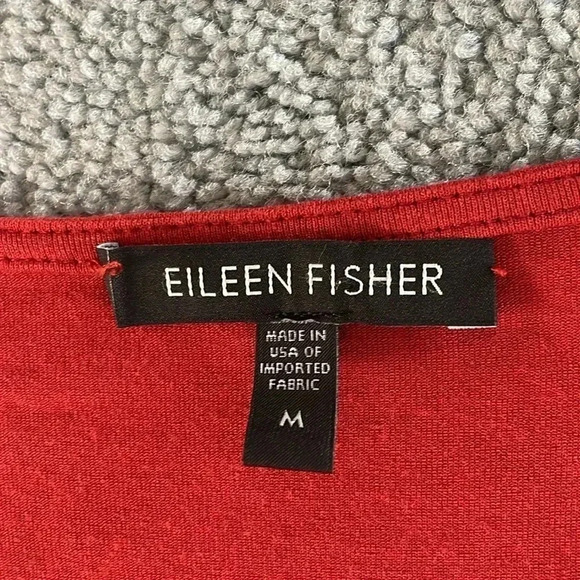 Eileen Fisher Asymmetric Jersey Top Women’s M Burnt Orange Boho Artsy Lagenlook - Picture 3 of 14